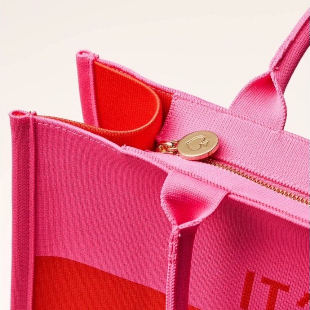 Kate Spade x Target Colorblock Pink Red Large Knit Tote Bag - Picture 7 of 10